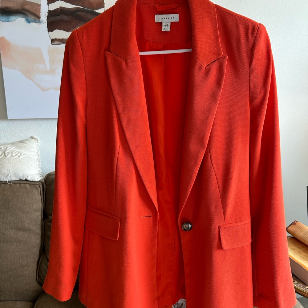 Topshop Orange Blazer Sleek Tailored Fit